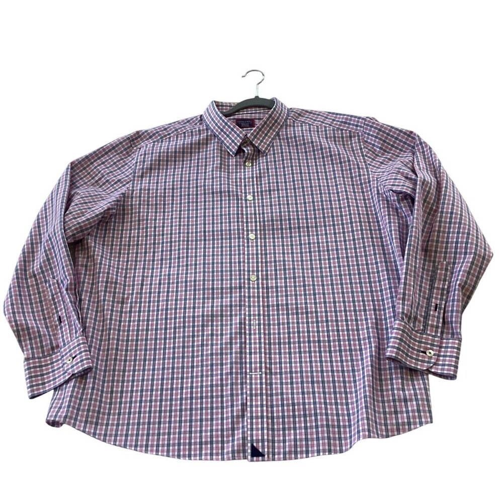 Untuckit Shirt Mens XXXL 3XL Slim Fit Pink Blue Plaid Preppy Casual Workwear Off